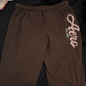 Aeropostale Brown Sweatpants with Pink Logo